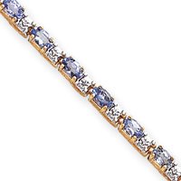 14k Tanzanite Diamond Bracelet - 7 Inch - Box Clasp by JewelryWeb