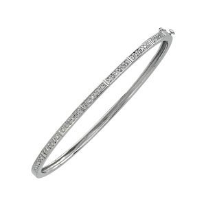 Genuine IceCarats Designer Jewelry Gift 14K White Gold Diamond Bangle Bracelet.