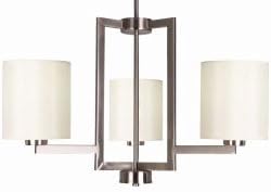 Whitfield Lighting CH3026-3SS Falcon Twenty Three-Inch Three-Light Chandelier, Satin Steel with Crème Silk Shade, Satin Steel Finish with Crème Silk Shade