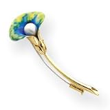 14k Enameled and Cultured Pearl Orchid Flower Pin