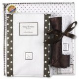 SwaddleDesigns Swaddle Designs Brown Polka Dots Collection-Swaddling Blanket,Baby Lovie, and Two Burping Clothes Gift Set
