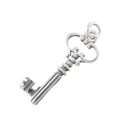Antique Key Pendant or Charm in Sterling Silver, #8709
