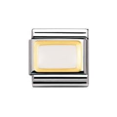 Nomination Composable Classic GEOMETRIC Edelstahl, Email und 18K-Gold (Rechteck WEISS) 030206