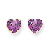 14k 7mm Heart Amethyst earring XE99AM