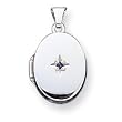 Sterling Silver Blue Synthetic Stone Oval Locket with 20 inch Sterling Silver Chain