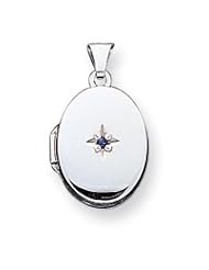 Sterling Silver Blue Synthetic Stone Oval Locket