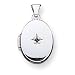 Sterling Silver Blue Synthetic Stone Oval Locket with 20 inch Sterling Silver Chain