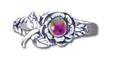 Solid Sterling Silver Crystal Rose Ring