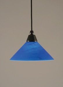 Toltec Lighting 22-BC-435 One Light Cord Mini-Pendant, Black Copper Finish with Blue Italian Glass