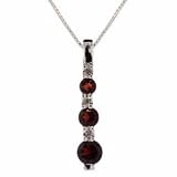 Sterling Silver Genuine Diamond and Genuine Garnet Stone Past Present and Future Pendant