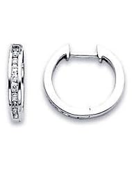 14k White Gold Small Diamond Hoop Huggie Earrings .29ct (G-H Color, I1 Clarity)