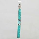 Sterling Silver Turquoise and Opal Inlaid Pendant, #9610