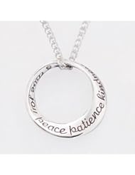 Christian Womens 0.925 Sterling Silver Abstinence Circle Fruit of the Spirit Chastity Necklace for Girls - Womens Purity Necklace, Girls Purity Necklace, Christian Necklace - Love, Joy, Peace, Patience, Kindness, Goodness, Faithfulness, Gentleness, Self-control