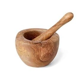 Tunisian Olive Wood 17cm Mortar & Pestle