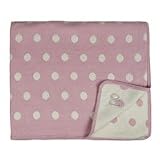 Bamboo Baby 100% Organic Knitted Baby Blanket in Rose Pink and Polka Dot