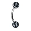 Black White Acrylic Peace Sign Eyebrow Ring