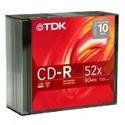 TDK - 100 x CD-R - 700 MB ( 80min ) 52x - white - ink jet printable surface, printable inner hub - storage media