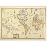 Cleartype antique world map with full-color graphics, 50w x 38h - Same Day Shipping (orders by 3 pm), Next Day Delivery (in most cases)