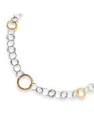 Sterling Silver Polished & Vermeil Circle Link Necklace QH1128-16"