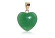 Premium 14 KT Yellow Gold Green Jade Heart Charm Pendant with 14K Bail