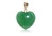 Premium 14 KT Yellow Gold Green Jade Heart Charm Pendant with 14K Bail