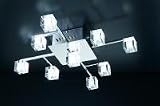PLC Lighting 36652 PC Polished Chrome D Oro Contemporary / Modern Nine Light Semi Flush Ceiling Ligh