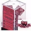 Chessex Dice: Polyhedral 7-Die Phantom Dice Set - Cranberry w/white - OUT OF PRINT