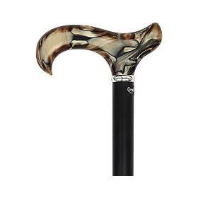 Golden Sienna Derby Walking Cane With Black Beechwood Shaft and Silver Collar