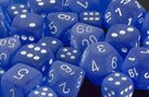 Polyhedral 7-Die Frosted Dice Set - Blue with White