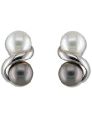 14kt White Gold 6.5-7mm Black & White Cultured Pearl Earrings