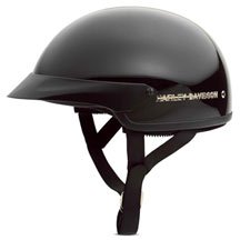 Midway Half Helmet - Pearl White - Thermoplastic shell with D-ring chin strap. Zip-off removable neck curtain. Removable comfort liner. New extended visor to block more sun. Helmet bag included. Harley-Davidson® graphics. Meets DOT standards. 98028-06V/000L