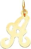 14K Gold Polished Fancy Initial Letter A Charm Pendant