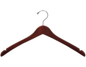 Wooden Curved Top/Coat Hangers Walnut Finish Box of 100