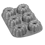 Nordic Ware Fluted Mini Bundt Muffin Cake Pan Mold ~ Heavy Duty Cast Aluminum with a Commercial Non Stick Surface ~ 6 Cavity - 8 Oz. Each