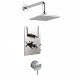 Twin Thermostatic Shower Valve with built-in diverter with fixed head and Freeflow bath filler