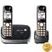 Panasonic KX-TG6512B DECT 6.0 PLUS Expandable Digital Cordless Phone System, Black, 2 Handsets