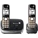 Panasonic KX-TG6512B DECT 6.0 PLUS Expandable Digital Cordless Phone System, Black, 2 Handsets
