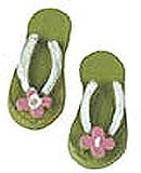 Dollhouse Miniature Pair of Green Flip Flops