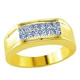 Image of 0.90 Carat G/VS2 Princess Certified Diamond Anniversary Ring in 18ct Solid Yellow Gold