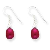 Sterling Silver Magenta Cultured Pearl Earrings - QE5504
