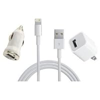 iPhone 5 USB Cable, Car Charger 5V 1A White with AC Wall Charger Adapter for iPhone 5