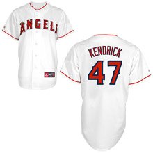 MLB Men's Los Angeles Angels Of Anaheim Howie Kendrick White Home Short Sleeve 6 Button Synthetic Replica Baseball Jersey Big & Tall Spring 2011  (White, XXX-Large)