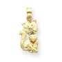 14k Two-Tone Cat With Heart Pendant - Measures 20.6x8.9mm - JewelryWeb