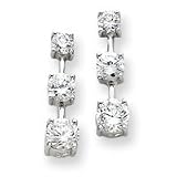 Sterling Silver 3-Stone CZ Earrings