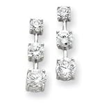 Sterling Silver 3-Stone CZ Earrings - JewelryWeb