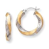 14k and Rhodium Satin 4.5mm Twisted Hoop Earrings