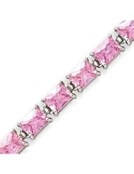 Sterling Silver 7.5 Inch Pink CZ Bracelet - 7.5 Inch