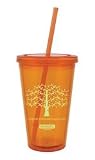 Orange Dream Tree 16oz Acrylic Spirit Double Wall Tumbler Cup with Straw Stainless Steel Bottle With Straw