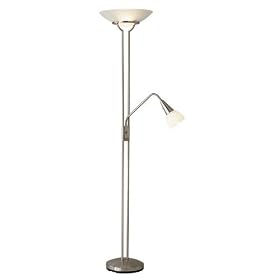 Torchiere Floor Lamp w  Gooseneck Arm - Cupola Series Steel Finish by Adesso