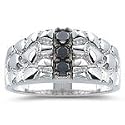0.35 Ct Black Diamond Mens Ring in 14K White Gold